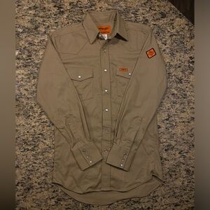 Wrangler Men's Flame Resistant Long Sleeve Denim Work Shirt
